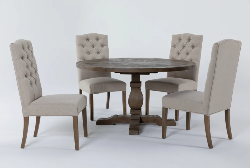 Caden 55" Round Dining With Biltmore Chair Set For 4
