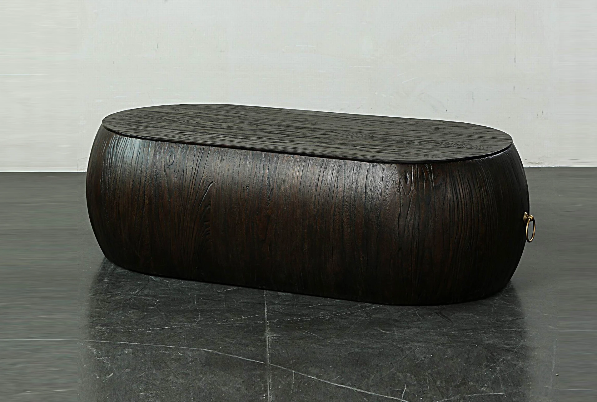 Dark Brown Oval Coffee Table Living, Black Oval Leather Ottoman Table