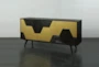 Dark Brown With Gold Hex Inlay 73" Sideboard - Signature