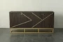 Dark Brown And Brass Inlay 71" Sideboard - Front