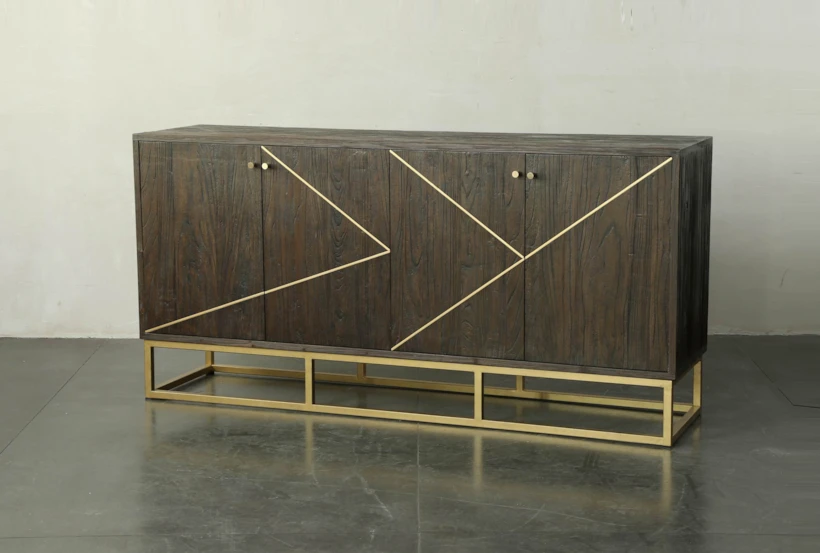 Dark Brown And Brass Inlay 71" Sideboard - 360