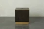 Dark Brown And Gold Square End Table - Front
