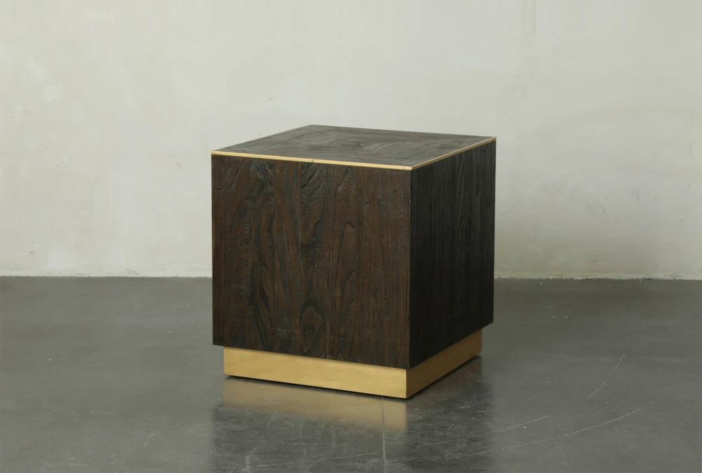 Dark Brown And Gold Square End Table