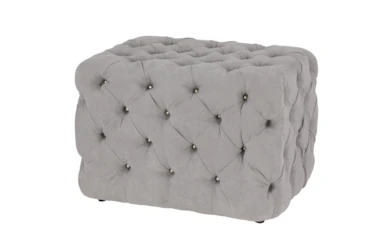 All Over Tufted Grey Square Ottoman