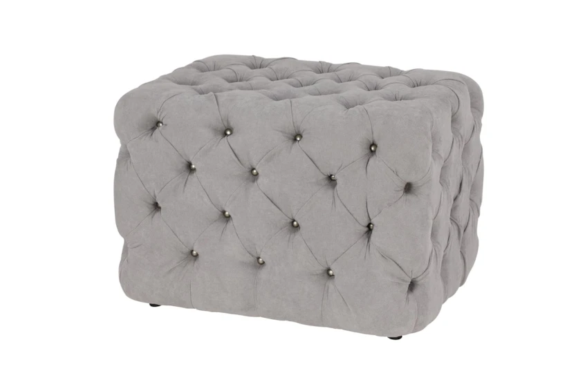 All Over Tufted Grey Square Ottoman - 360