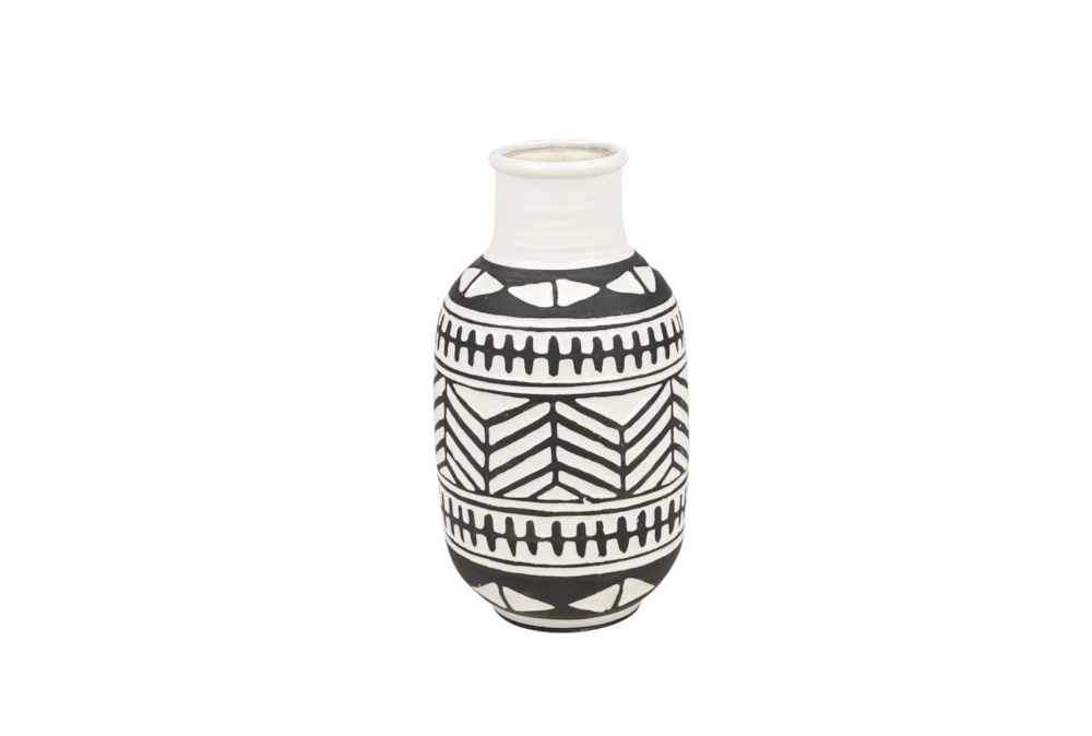 8 Inch Black and White Tribal Vase