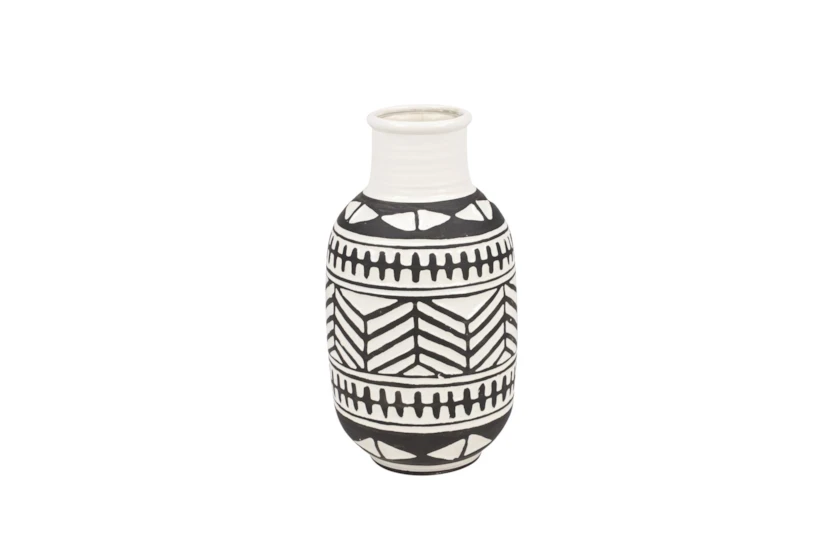 8 Inch Black and White Tribal Vase - 360
