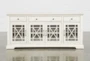Belle Antique White 70 Inch TV Stand With Glass Doors - Front