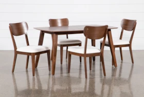 Kara 5 Piece Rectangle Dining Set With Wood Back Chairs