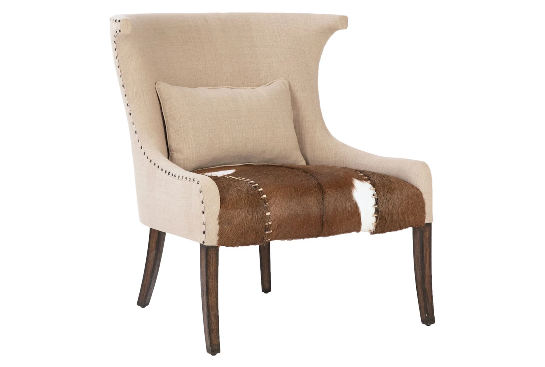 Beige With Cowhide Seat Accent Chair Living Spaces