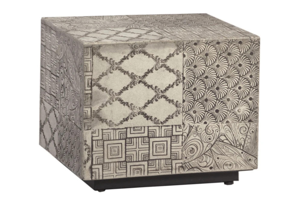 Mixed Print Grey Side Table 