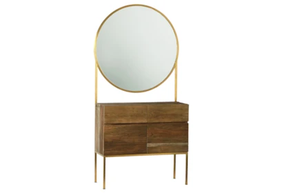 Natural Dresser With Round Mirror Living Spaces