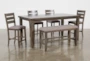 Ashford II Grey 60-78" Extendable Kitchen Counter With Dining Bench + Stool Set For 6 - Signature