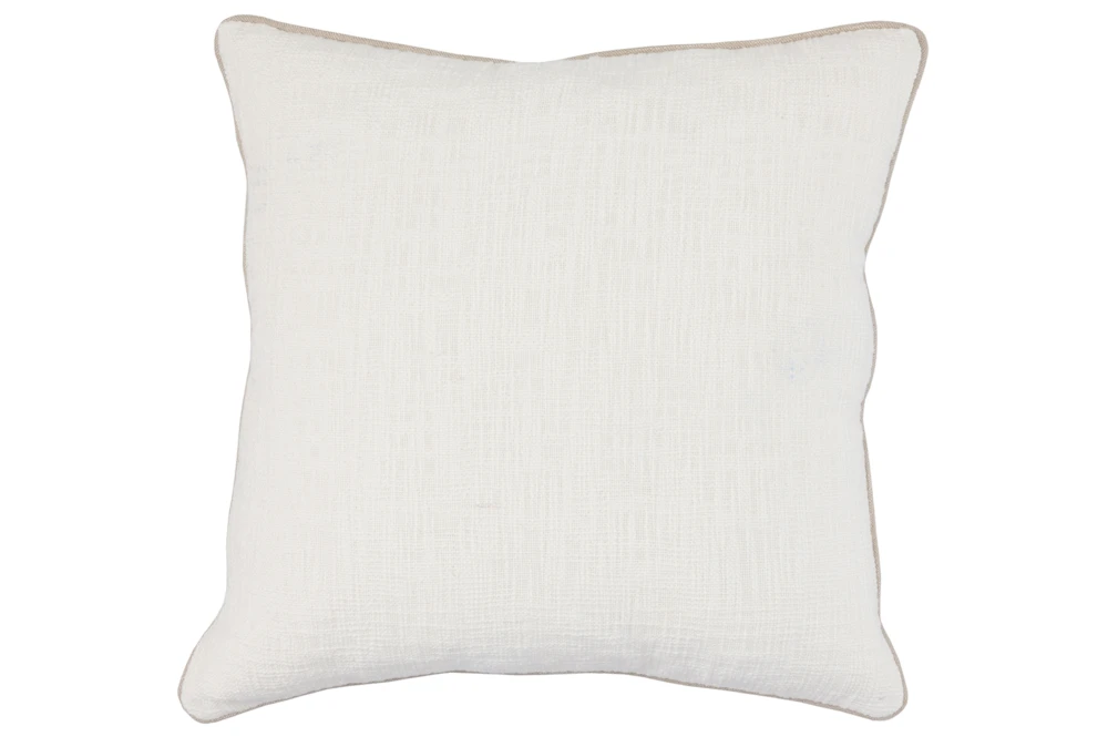 22X22 Ivory Textured Cotton Solid Throw Pillow