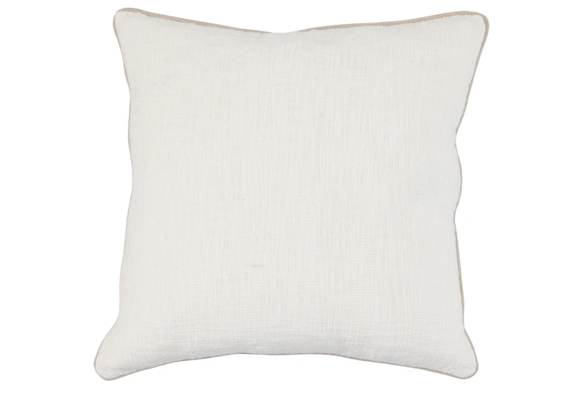 22X22 Ivory Textured Cotton Solid Throw Pillow - 360