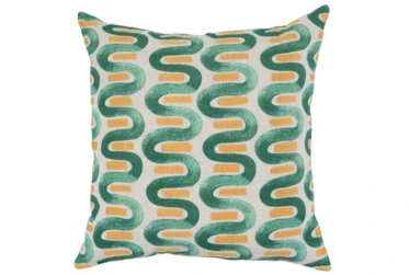 Accent Pillow-Green & Yellow Curvy Stripes 22X22