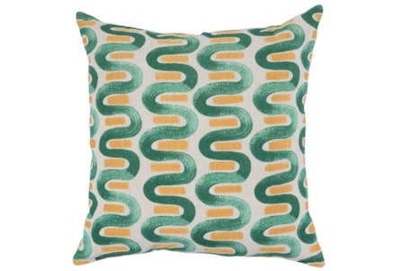 Accent Pillow-Green & Yellow Curvy Stripes 22X22 - Main