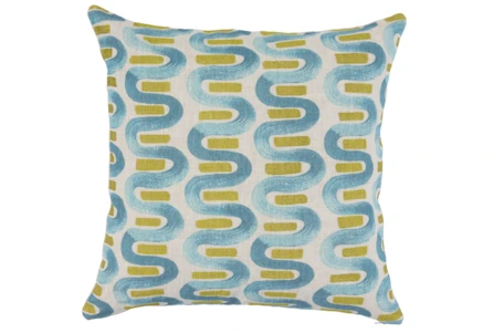 Accent Pillow-Blue & Lime Curvy Stripes 22X22 - Main