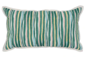 Accent Pillow-Green Multi Color Stripes 14X26