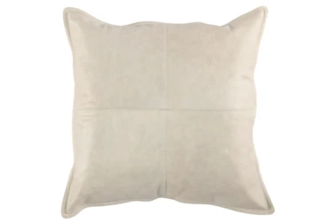 22X22 Taupe Grey Pieced Leather Lumbar Throw Pillow