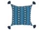 22X22 Two Tone Blue Ziggy Stripes Tassel Throw Pillow - Signature