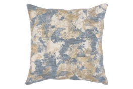 Accent Pillow-Steel Blue Abstract With Gold Accents 22X22