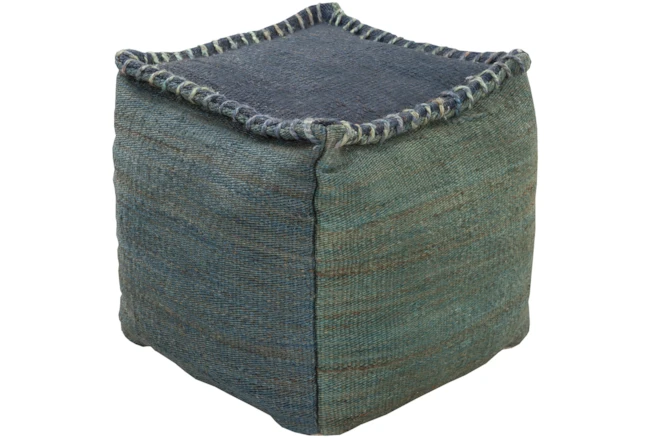 Pouf-Green And Blue Overstitch - 360