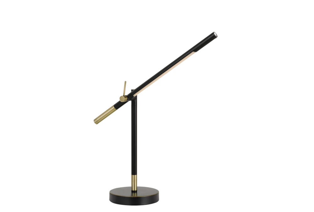 27 Inch Black + Antique Brass Dimmable Led Adjustable Desk Task Lamp