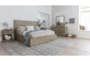 Topanga Grey 3 Piece California King Velvet Upholstered Bedroom Set With 2 Pierce Natural 1-Drawer Nightstands - Room