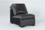 Greer Dark Grey Leather Armless Chair - Side