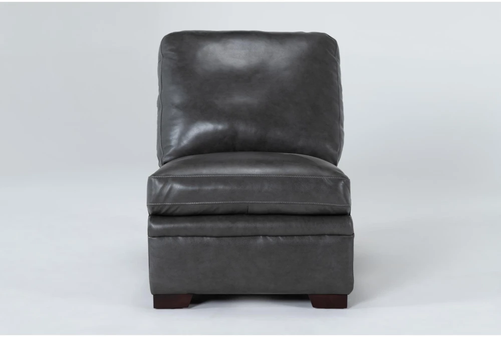 Greer Dark Grey Leather Armless Chair