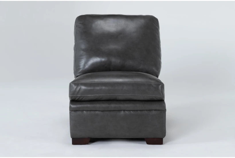 Greer Dark Grey Leather Armless Chair - 360