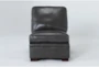 Greer Dark Grey Leather Armless Chair - Signature