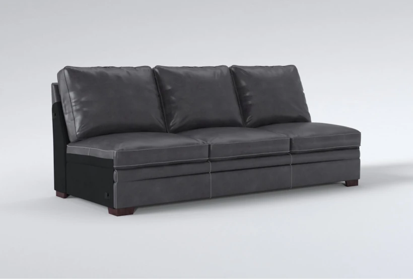Greer Dark Grey Leather Armless Sofa - 360