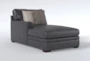 Greer Dark Grey Leather Left Arm Facing Chaise - Signature