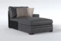 Greer Dark Grey Leather Right Arm Facing Chaise - Signature