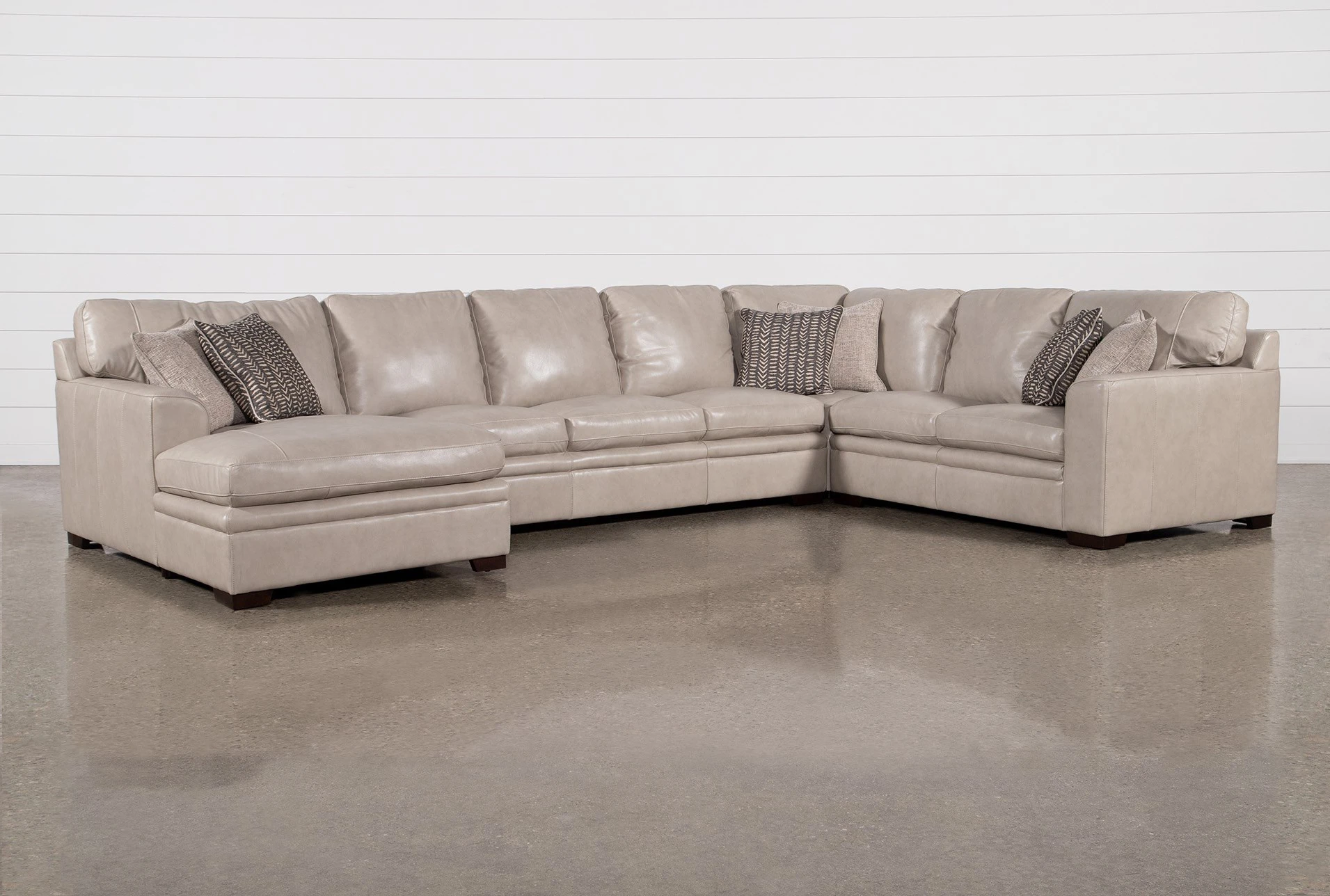 Greer Stone Leather 4 Piece 171, Leather Sofa Sectional With Chaise