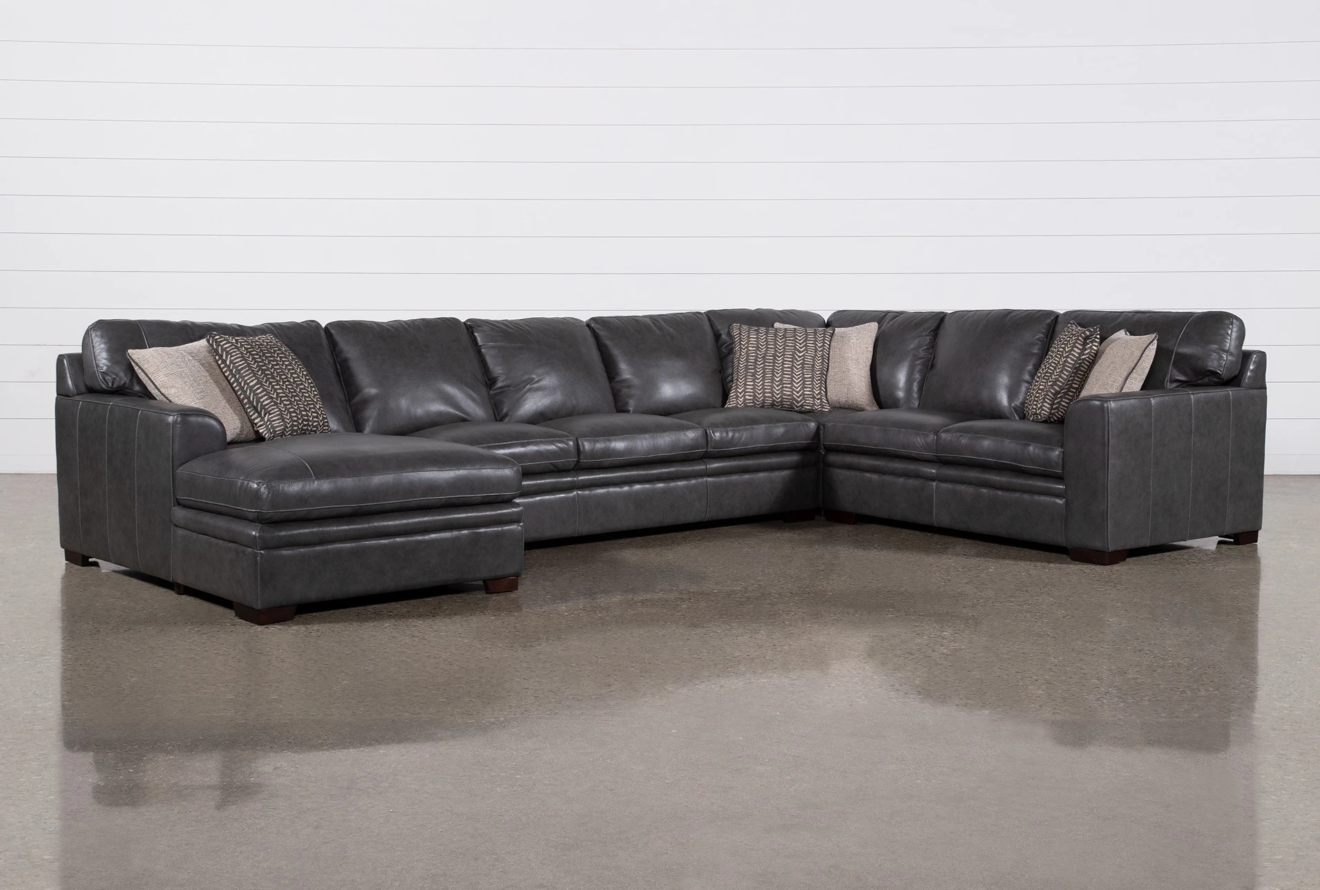 gray leather sectional sofa with chaise