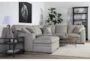 Greer Stone Leather 4 Piece 140" Modular Sectional With Left Arm Facing Chaise & Armless Loveseat - Room