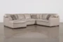 Greer Stone Leather 4 Piece 140" Modular Sectional With Left Arm Facing Chaise & Armless Loveseat - Signature
