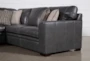 Greer Dark Grey Leather 4 Piece 140" Modular Sectional With Left Arm Facing Chaise & Armless Loveseat - Side