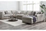 Greer Stone Beige Leather 4 Piece 166" Modular U-Shaped Sectional With Right Arm Facing Chaise & Armless Sofa - Room