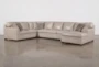 Greer Stone Beige Leather 4 Piece 166" Modular U-Shaped Sectional With Right Arm Facing Chaise & Armless Sofa - Signature