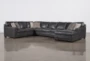 Greer Dark Grey Leather 4 Piece 166" Modular Sectional With Right Arm Facing Chaise & Armless Sofa - Signature