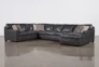 Greer Dark Grey Leather 4 Piece 166" Sectional With Right Arm Facing Chaise & Armless Sofa - Signature