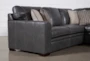 Greer Dark Grey Leather 4 Piece 140" Sectional With Right Arm Facing Chaise & Armless Loveseat - Side