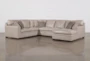 Greer Stone Leather 4 Piece 140" Modular Sectional With Right Arm Facing Chaise & Armless Loveseat - Signature