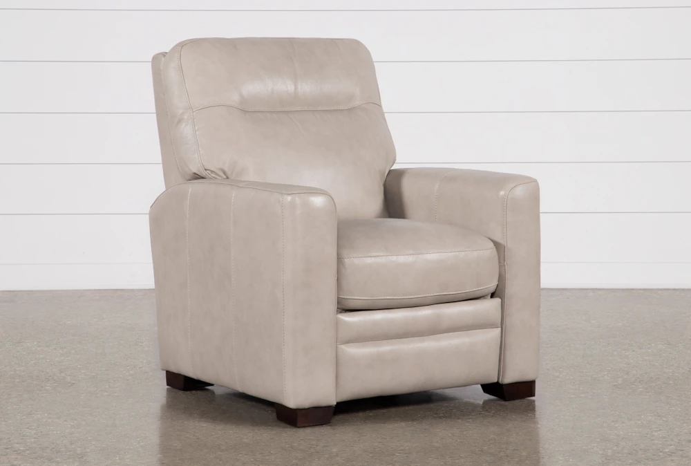 Greer Stone Leather Power Recliner With Power Headrest
