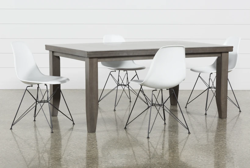 Ashford II 5 Piece Dining Set With Alexa White Chairs - 360