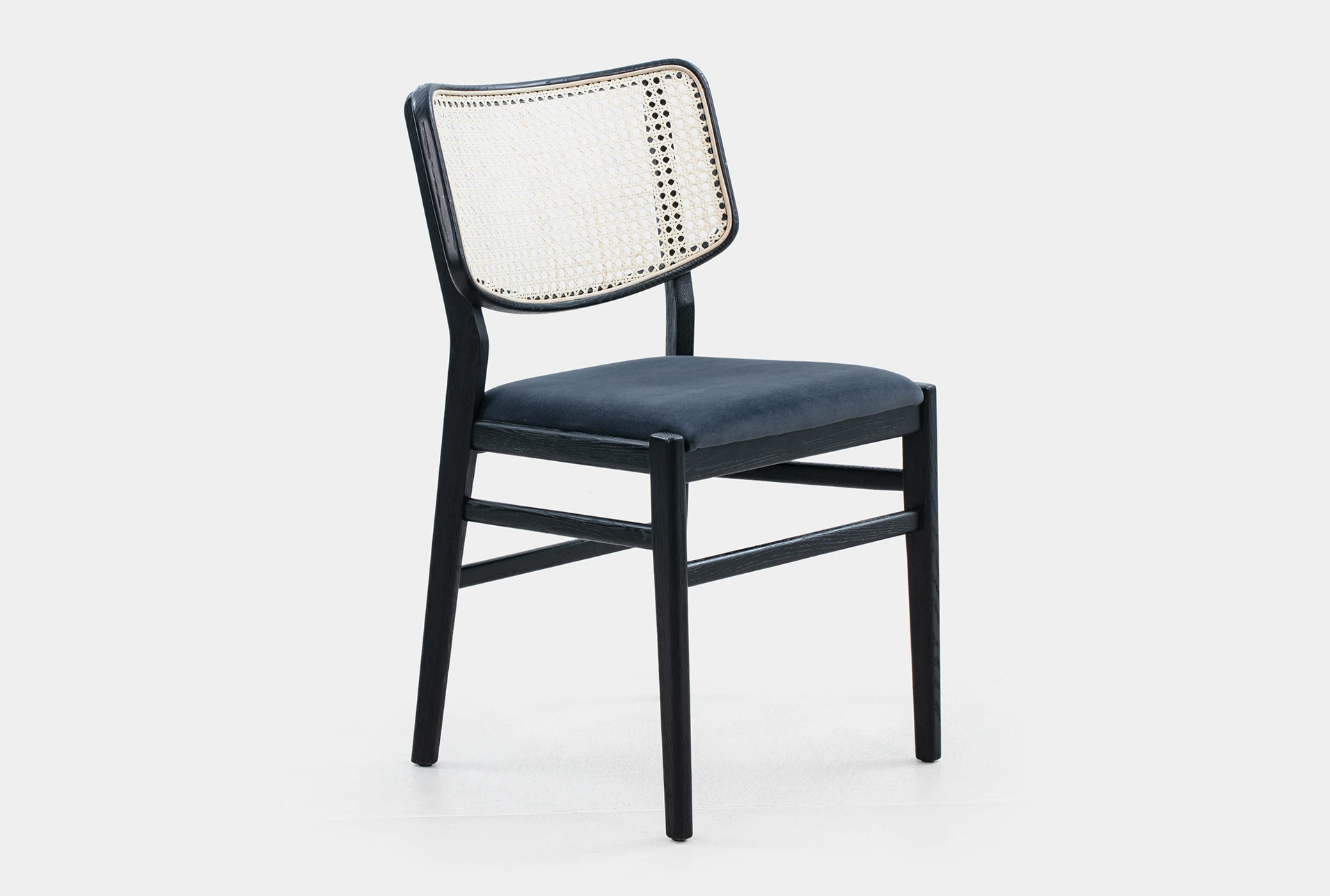 Cane Dining Chair W Black Velvet Seat | Living Spaces